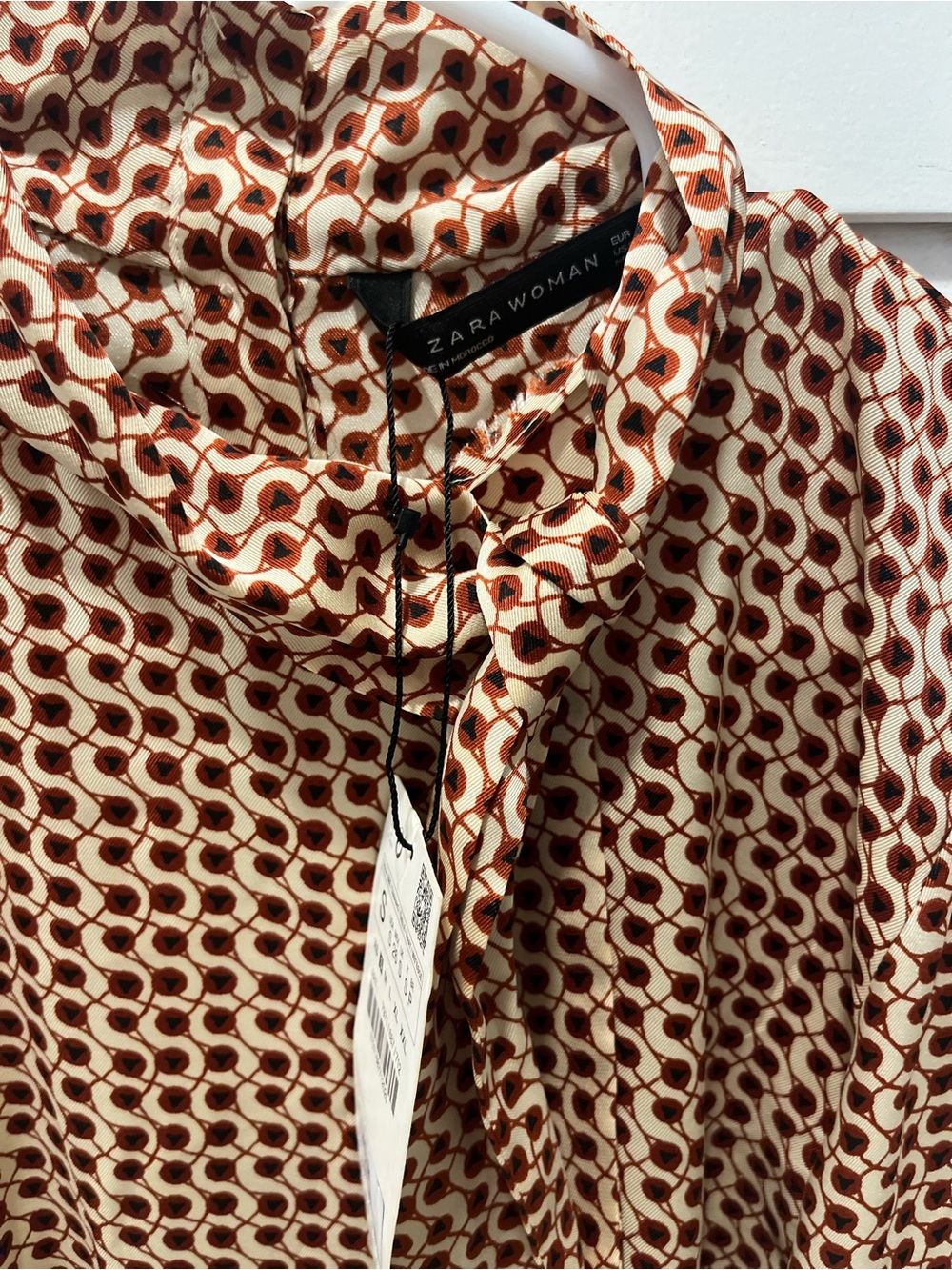 Zara Cream & Brown Patterned Shirt